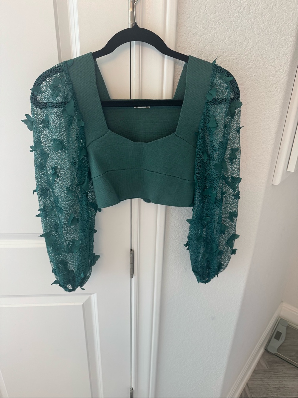 Free People Green Square-Neck Crop Top - Picture 3 of 9